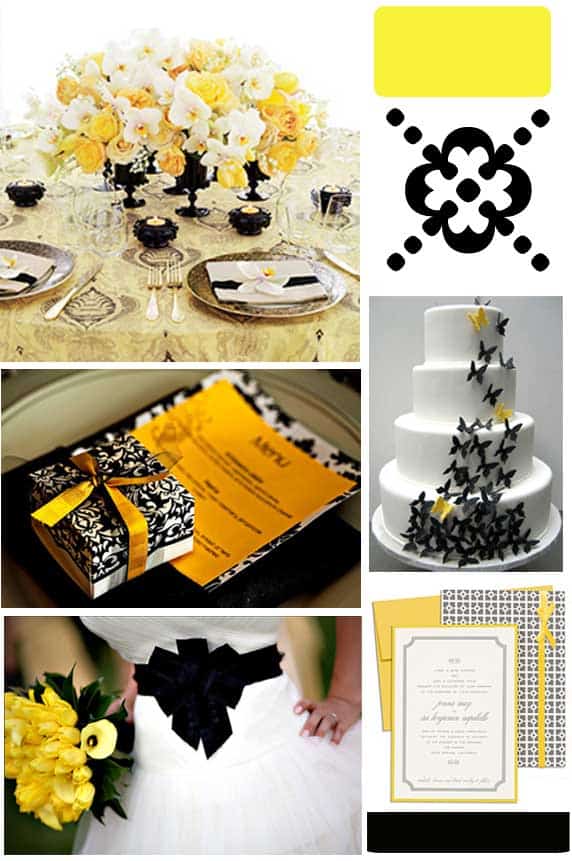 I love this yellow and black wedding theme. The bright and bold colors 