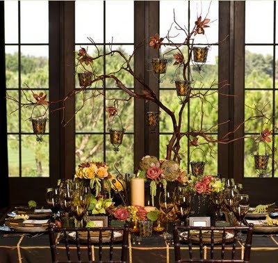 I love this impressive DIY centerpiece using indian corn and a large candle